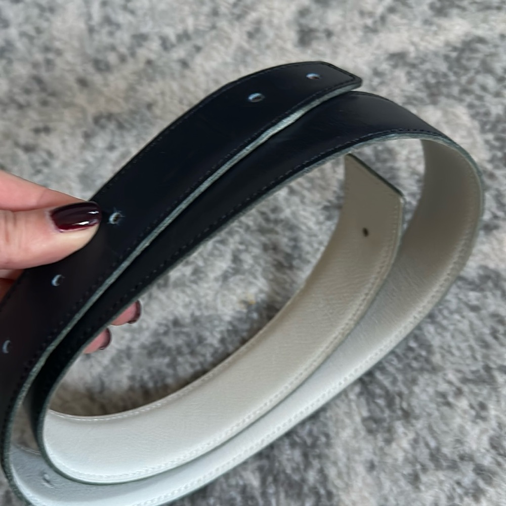 Hermes belt collar, navy blue and white. Size 39.